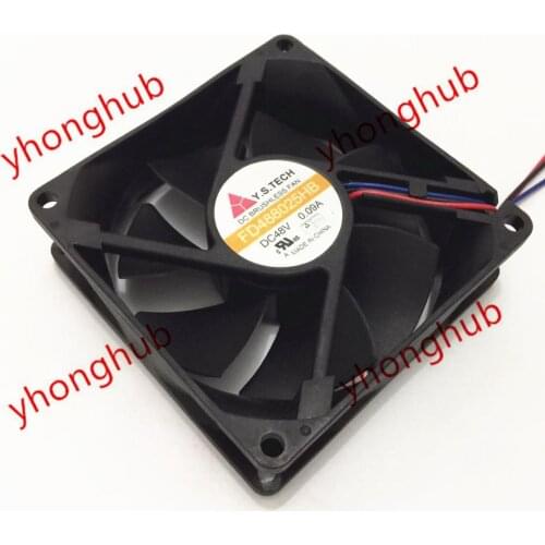 Y.S TECH FD488025HB DC 48V 0.09A 3-wire 80x80x25mm Server Cooling Fan