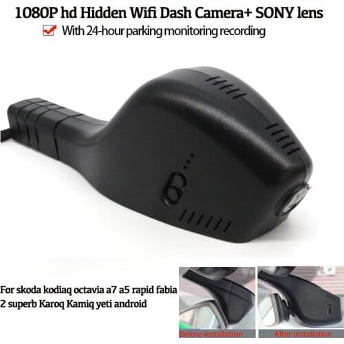 Wifi Hidden Car DVR Dash cam Camera Video Recorder For skoda kodiaq octavia a7 a5 rapid fabia 2 superb Karoq Kamiq yeti android