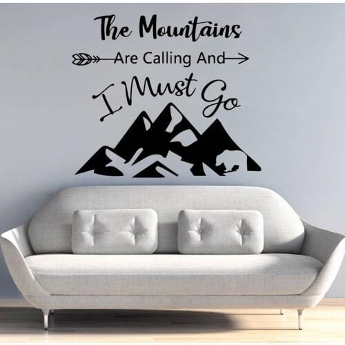 Swiss Quotes Decal Artistic Mountains I MUST GO Adventure Vinyl Wall Decals Home Decor For Living Room Vinyl Removable Ru-320