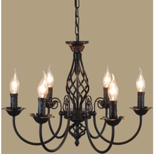 Vintage Wrought Iron Chandelier E14 Candle hanging Light Lamp Bronze Metal LED home Lighting Fixture modern iron lustre promotio