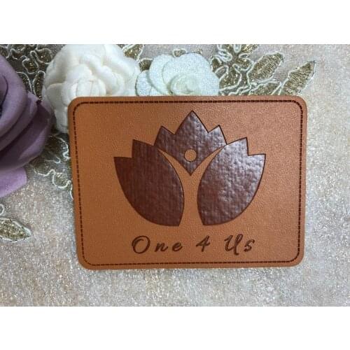 High Quality Custom Artificial PU Leather Debossed Engraved Logo Labels For Clothes / Jeans / Bags