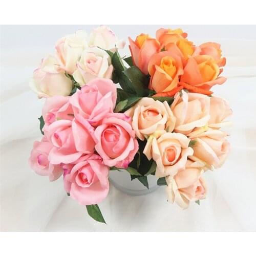 High Quality Artificial Rose Bouquet Latex Flower Real Touch Rose bud 6-Heads/Bundle Home Decoration Bridal Bouquet
