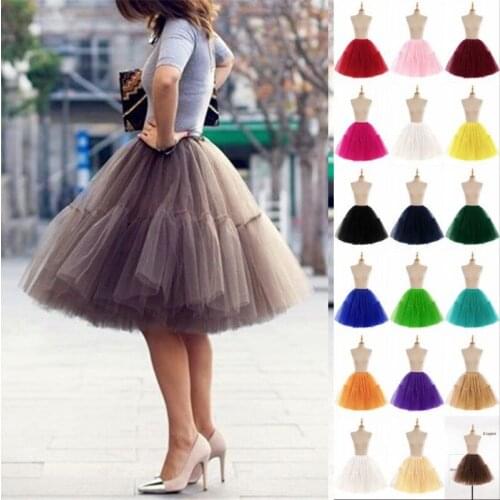 62cmTutu Tulle Skirt 5 Layers Petticoat Vintage Midi Pleated Underskirt Womens Ruffed Bridesmaid Wedding Petticoat Crinoline