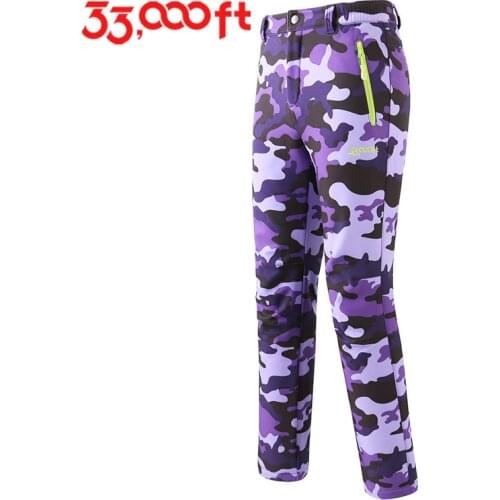 Female Soft Shell Plus Velvet Waterproof Warm Fleece Pants Outdoor Hiking Travel Skiing Thick Windproof Breathable Trouser Woman