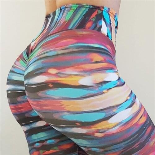 Fashion New Hot European American Print Women High-Waist Buttocks Sports FItness Pants Show Moisture Wicking Leggings Size S-3XL