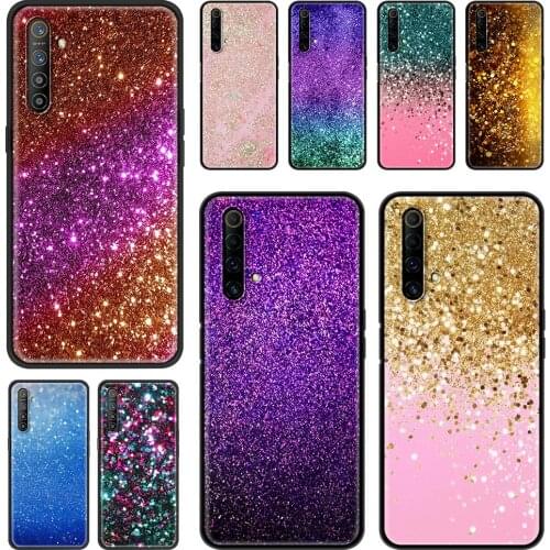 Gold Pink Glitter Print Phone Shell For Realme C21 C20 C15 X50 X7 Q2 XT GT Neo 7 6 5 8 Pro V15 V13 C25 Cover Funda Capa