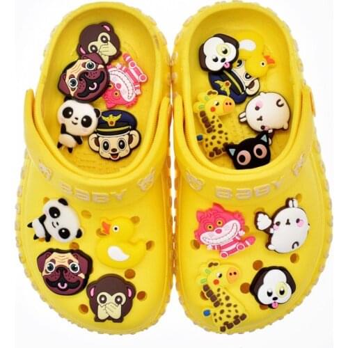 10pcs PvcShoes Charms Cartoon Dog/Duck/Giraffe Animal Croc Buckle For Kids X-mas Party Gift Shoe Decration Accessories