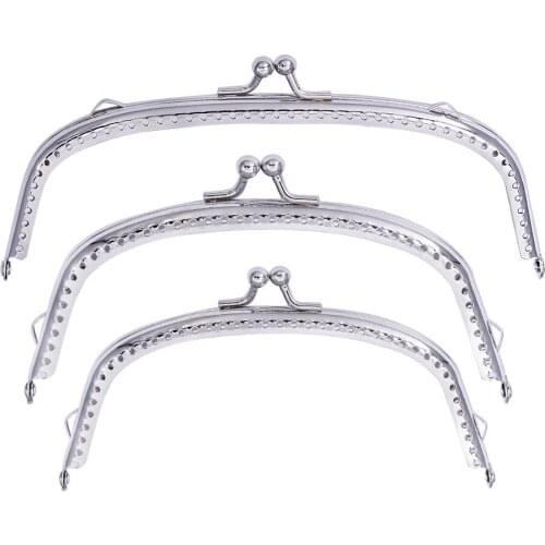 10PCS Silver Round DIY Coins Bag Frame Purse Handle for Clutch Bag for Accessories Frame Metal Kiss Clasp Lock 10.5/12.5/15.5CM