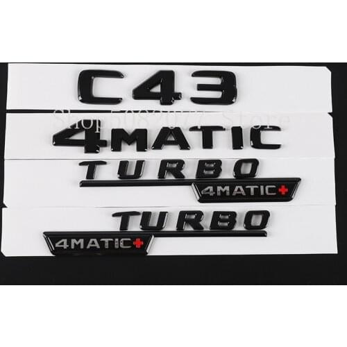 2017 Flat Letters Emblem C43 Coupe V8 Biturbo 4MATIC+ CDI for Mercedes Benz AMG W204 W205 C-class Car Trunk Letters Logo Sticker