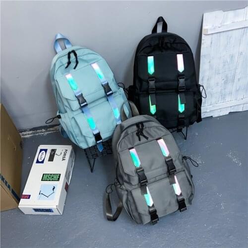 2020 New Korean Edition of Schoolbag for High School Students Female High Capacity Couple Travel Backpack Man Soft Handle Solid
