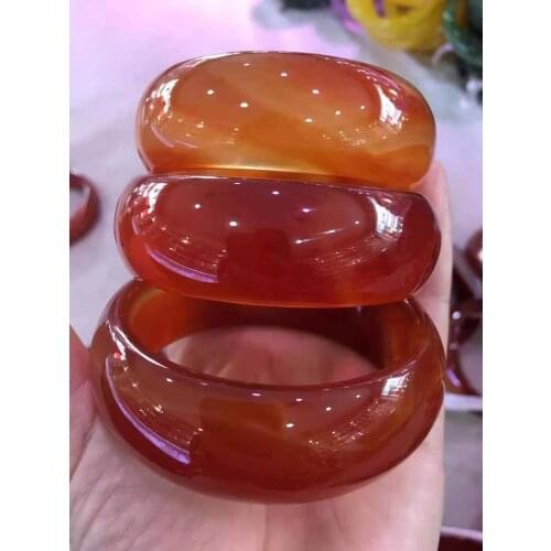 2021Real Natural Chalcedony Widened red bracelets women handcarved jade bangle jewelry jadeite bangles Real agate gift bracelet