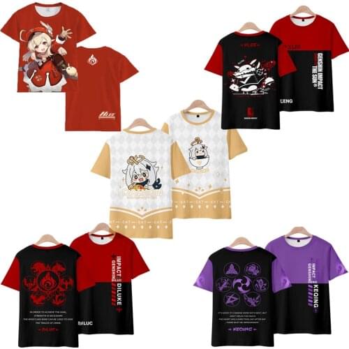 Genshin Impact 3D T Shirt Women Men Lumine Jean Razor Amber Lisa Kaeya Barbara Klee Diluc Venti Paimon Zhongli Cosplay Costume
