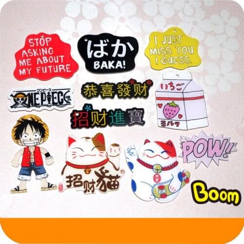 4pcs Fortune Cat Strawberry Box DIY Acrylic Keyrings Pendant DOy Material Charms