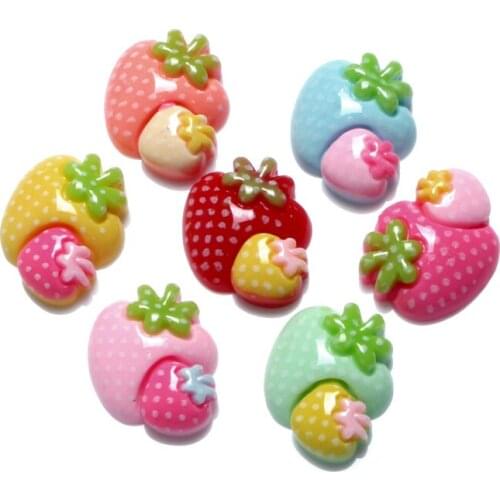 50Pcs Mixed Strawberry Resin Decoration Crafts Beads Flatback Cabochon Scrapbooking DIY Embellishments Kawaii Diy Accessories