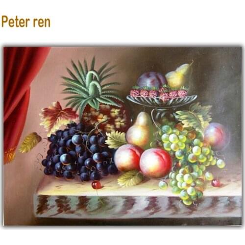 Peter ren Diamond painting Cross stitch fruit image 3d Round/Square mosaic Full Embroidery with diamonds "Peach grape pineapple"
