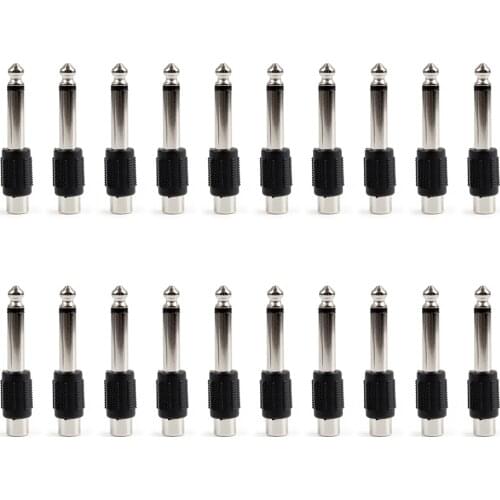 Artudatech 2Pcs/20Pcs RCA Female to 1/4" 6.35mm Male Mono Plug Audio Adapter Connector Converter Parts