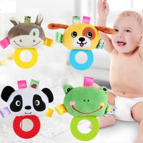 0-12M Baby Toys Hand Bell Toddler Interactive Cute Cartoon Early Education Animal Plush Rattles baby toys