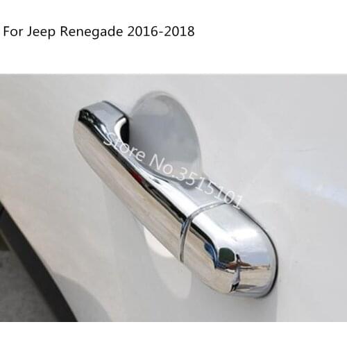 For Jeep Renegade 2016 2017 2018 2019 2020 Car Body Styling Cover Detector Stick Frame Lamp Trim ABS Chrome Door Handle 8pcs