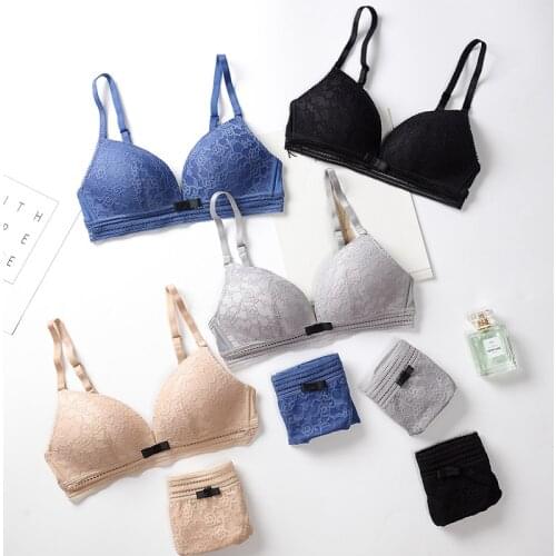 Women Briefs Female Intimates Lace Bra Sets Seamless Underwear Plus Size Sexy Panties Lingerie Padded Bralette Ultrathin Bra