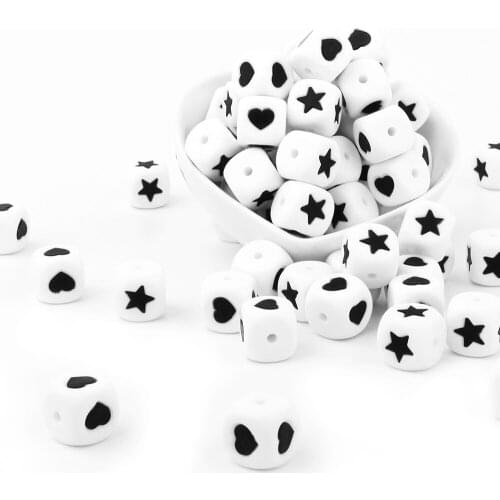 KEEP&GROW 100Pcs Star/Heart Silicone Beads 12MM BPA Free Baby Teething Beads Food Grade Baby Teethers For Pacifier Chain Making