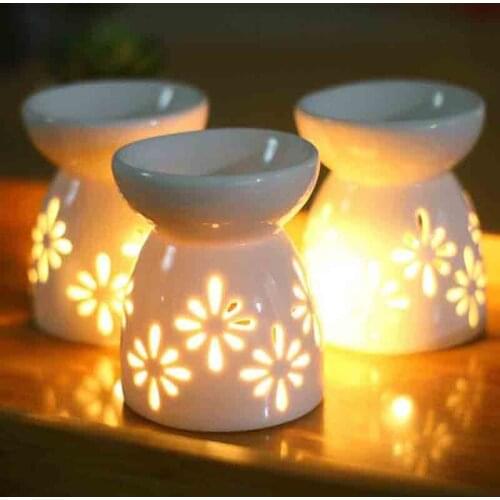 Ceramic Essential Aromatherapy Oil Burner Lamps Aroma Burner Candle Holder Hollow Porcelain Crafts Help for Sleeping Home Decor