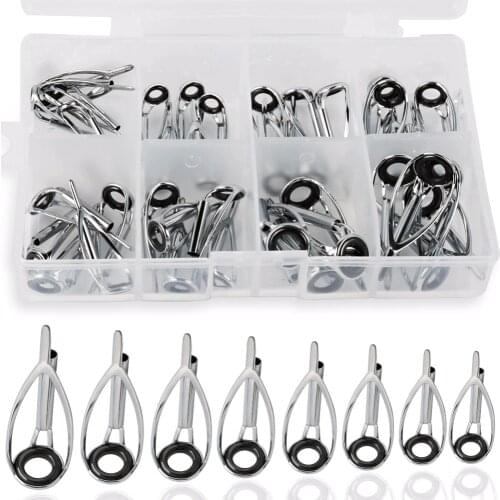 Sougayilang 40pcs/box Fishing Rod Rings 8 Sizes Pesca Ceramic Stainless Steel Fishing Rod Guide Ring Set Eye Fishing Rod Tool
