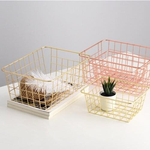 Fruit Storage Basket Golden Tabletop Stationery Snack Organize Rack Office Supplies Desk Decoration