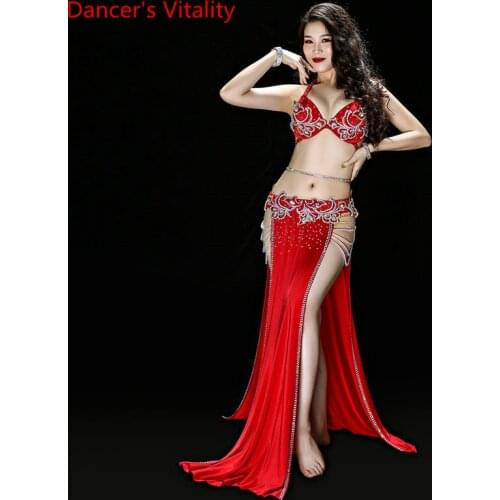 New Oriental Dance Suit Women Belly Dance Performance Sexy Bra+Skirt+Belt+Underpants Dance Competition Suit