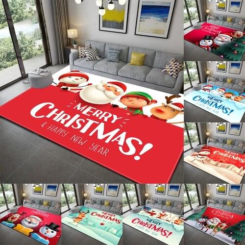 Santa Claus Print Carpet for Living Room Area Rugs Christmas Decor Anti-slip Washable Bedroom Bedside Floor Mat Carpets Doormat