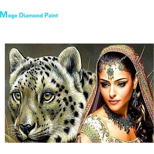 Beauty and the beast Diamond Painting Round Full Drill Leopard Portrait Nouveaute DIY Mosaic Embroidery 5D Cross Stitch gifts