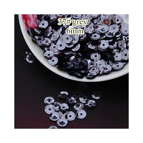 50g 6mm Cup Round Sequin Paillettes Sewing Decoration Artesanatos Acessorios 37# Grey