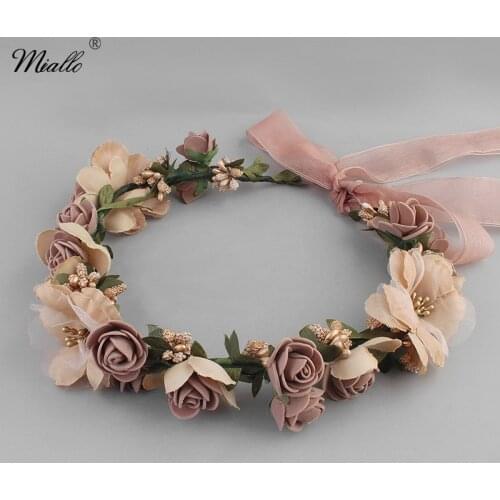 Miallo Flower Hair vine in Beach Wedding Women Hair Jewelry Headbands Accessory for Bridal Bridesmaid Halloween Decoration