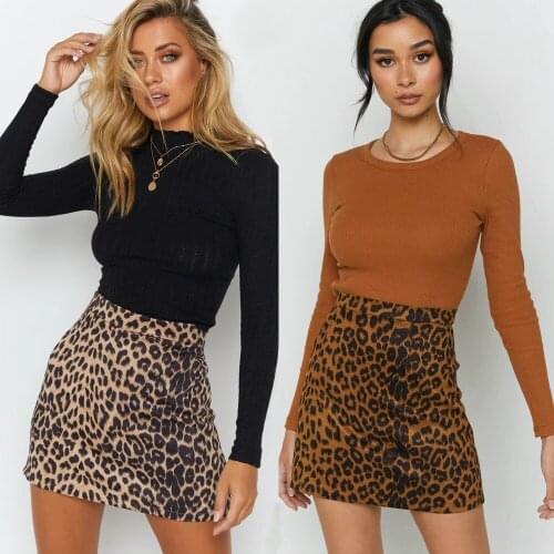 JIAYAN 2021 Miniskirt Suede Sexy Leopard Print Pencil Skirt Vintage Pencil Skirt High Waist Zipper Womens Clothing