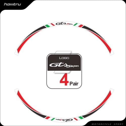 Motorcycle 12" Wheel Reflective Sticker Kit Case for Vespa Sei Giorni GTS 300 300ie Touring Rim
