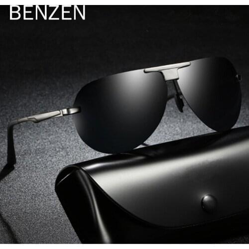 BENZEN Rimless Sunglasses Men Alloy Oversized Polarized Sun Glasses Male Driving Goggles Shades UV 400 9287