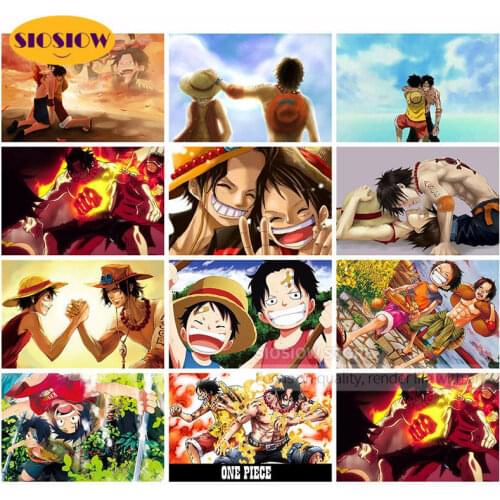 5 D DIY One Piece Ace Luffy Diamond Painting Full Square Round Cross Stitch Diamond Mosaic Embroidery Rhinestone Home Decor Wall