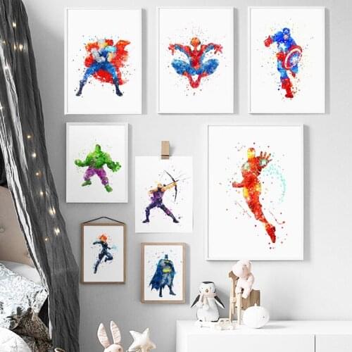 Marvel Watercolor Superheroes Captain America Spider Avengers 5D DIY Diamond Painting Embroidery Kits Mosaic Handwork Home Decor