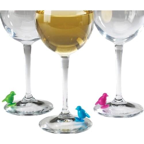 Set of 6pcs Reusable Silicone Lips Sticky Wine Glass Charm Tags Markers