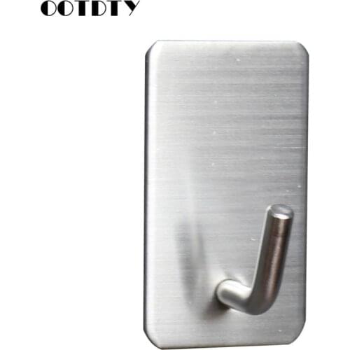 Rectangle Self Adhesive Waterproof Stainless Steel Wall Hook Key Bag Hanger Sticky Kitchen Home Bathroom Storage Hanging