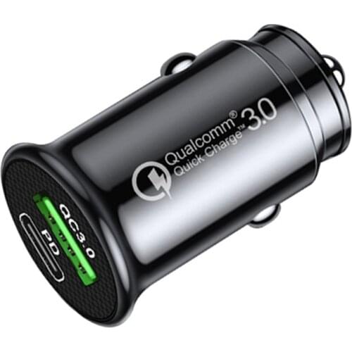 New Mini Type C Car Charger Adapter QC3.0 PD Dual Usb Car Fast Charger for IPhone 12 Pro Max Samsung Note20 Huawei Xiaomi Google