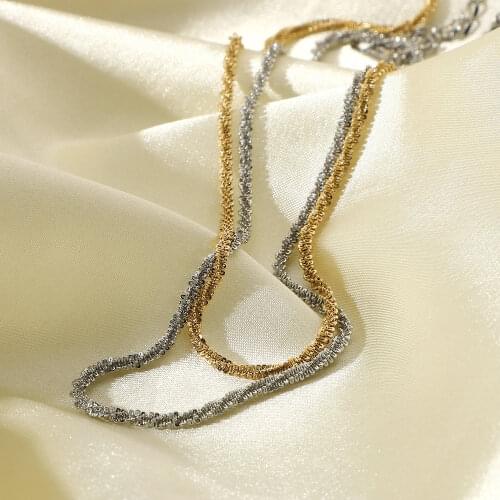 Choker Jewelry Gifts Gold Plated Stainless Steel Italian Sparkling Flash Clavicle Choker Chain Necklace