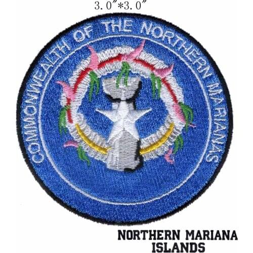 Northern Mariana Territory Seal 3" wide embroidery patch for lithuania/sew on patches/star and flower circle