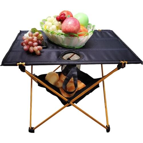 Portable Folding Outdoor Table for Hiking Fishing Camping Barbecue Aluminum Alloy Table Oxford Cloth Table