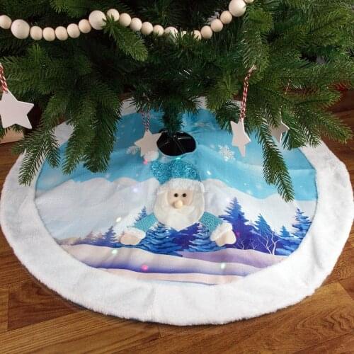 Christmas Ornaments Luminous Christmas Tree Skirt 108cm Old Man Snowman Shiny With Lights Decorated Christmas Tree Apron