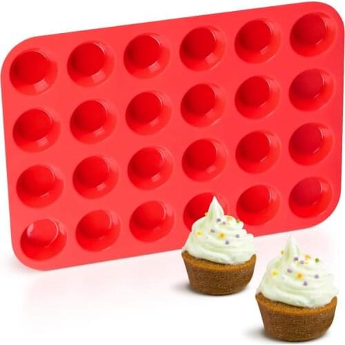 24 Cups Silicone Mini Muffin Pan Cupcake Baking Cups Non Stick Muffin Tins Ice Cubes Tray Soap Mold Chocolate Candy Making Mould