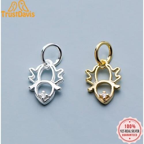 TrustDavis 2021 Fashion Real 925 Sterling Silver Sweet Bees Dazzling CZ Charm Pendant Handmade DIY Accessories Wholesale DZ33