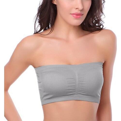 Strapless Crop Top Womens Bra Invisible Seamless Underwear Bandeau Padded Wrap Backless Sexy Tube Tops Bras Elastic Anti Expose