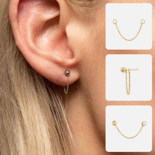 Punk Rock Vintage Jewelry Geometric Round Stainless Steel Tassel Chain Stud Earring for Men Women Gift Dangle Statetment Brincos