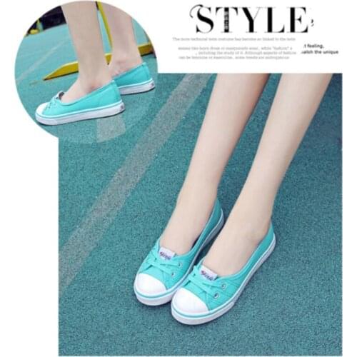 Woman Casual Slip On Sneakers Women Shallow Loafers 2021 Female Canvas Vulcanized Ladies Round Toe Flats Womens Footwear