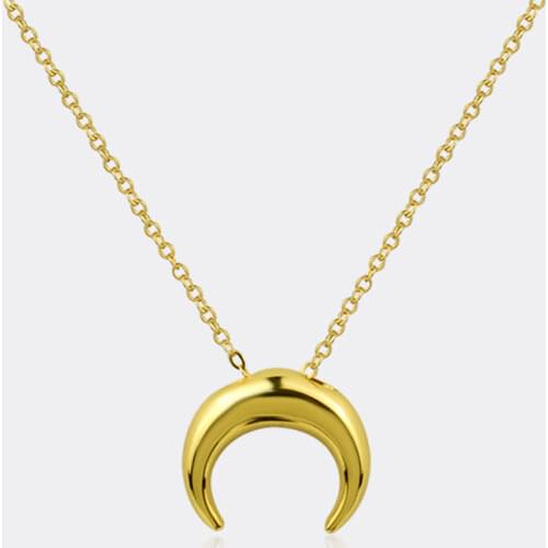 925 Sterling Silver Smooth Moon Necklace for Women Clavicle Chain Crescent Pendant Necklaces New